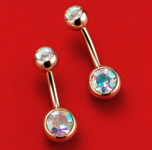 Bauchnabelpiercing gold rose - bauchnabelpiercing,