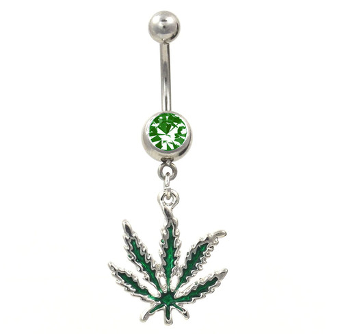 Bauchnabelpiercing hanf blatt - bauchnabelpiercing,